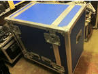 Full tour spec 16U flight case on wheels blue rackstrip